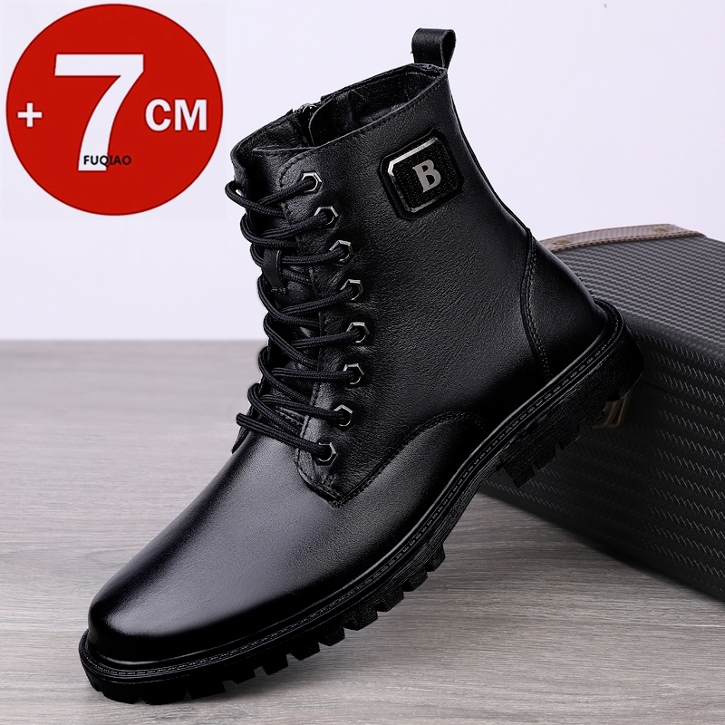 Men'S Shoes Increase Height - Botas de elevador de couro genuíno