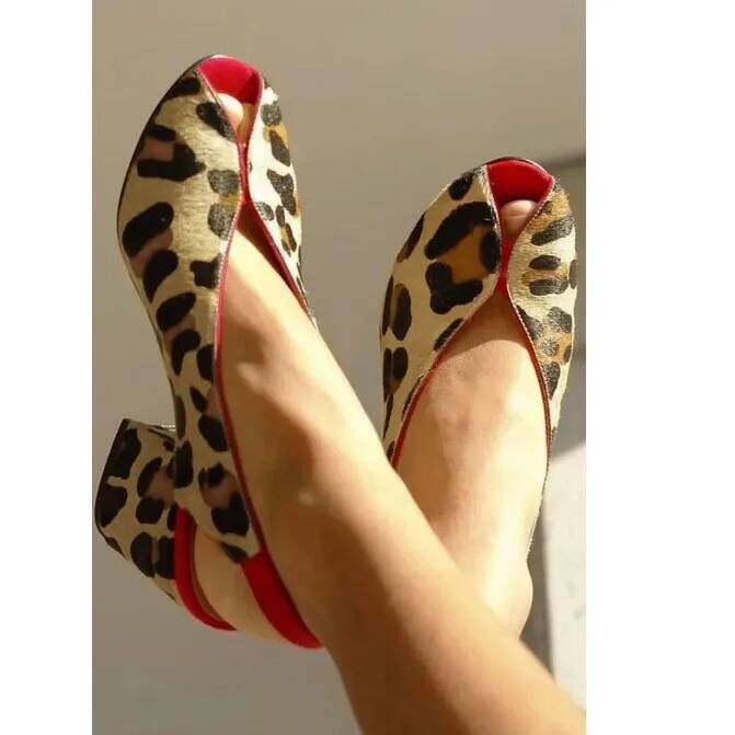 Men'S Shoes In Style - Sandálias Femininas Peep Toe com Estampa