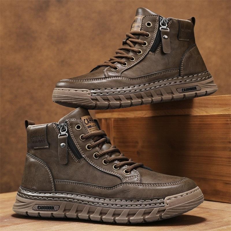 Running Shoes Lightweight - Botas masculinas de couro de cano