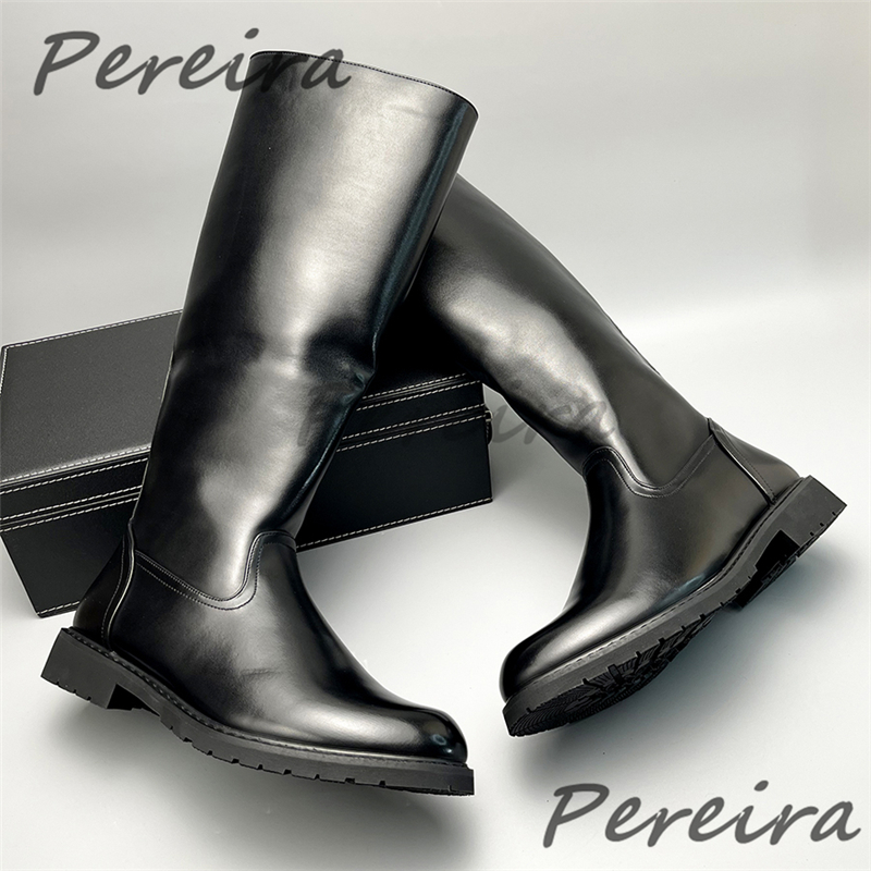 Men'S Shoes Zipper - Outono inverno quente masculino joelho botas