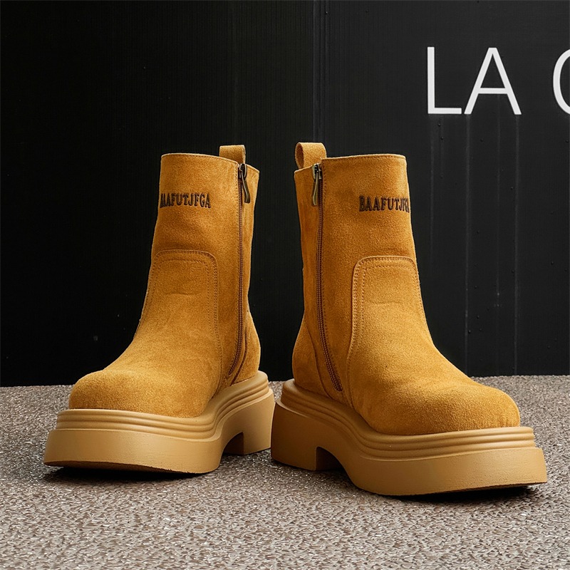 Men'S Shoes Zipper - Botas Curtas de Inverno Estilo Retrô