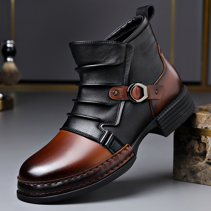 Botas de Cano Curto Retrô para - Men'S Shoes Zipper avaliação e preço