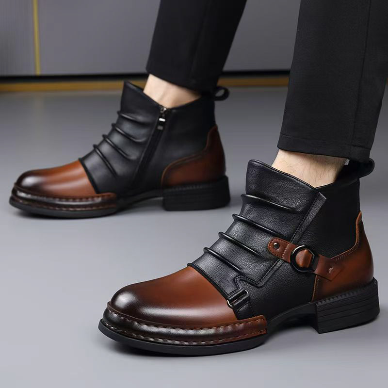 Botas de Cano Curto Retrô para - Men'S Shoes Zipper avaliação e preço
