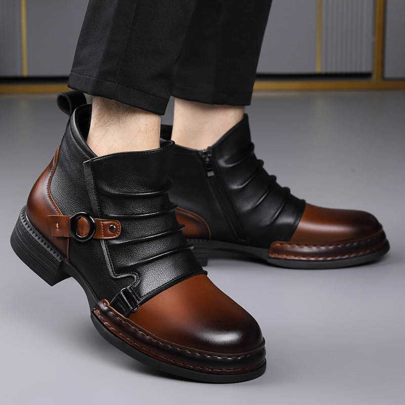 Botas de Cano Curto Retrô para - Men'S Shoes Zipper avaliação e preço