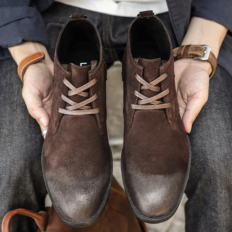 Nova camurça de vaca botas de  - Men'S Shoes Zipper avaliação e preço