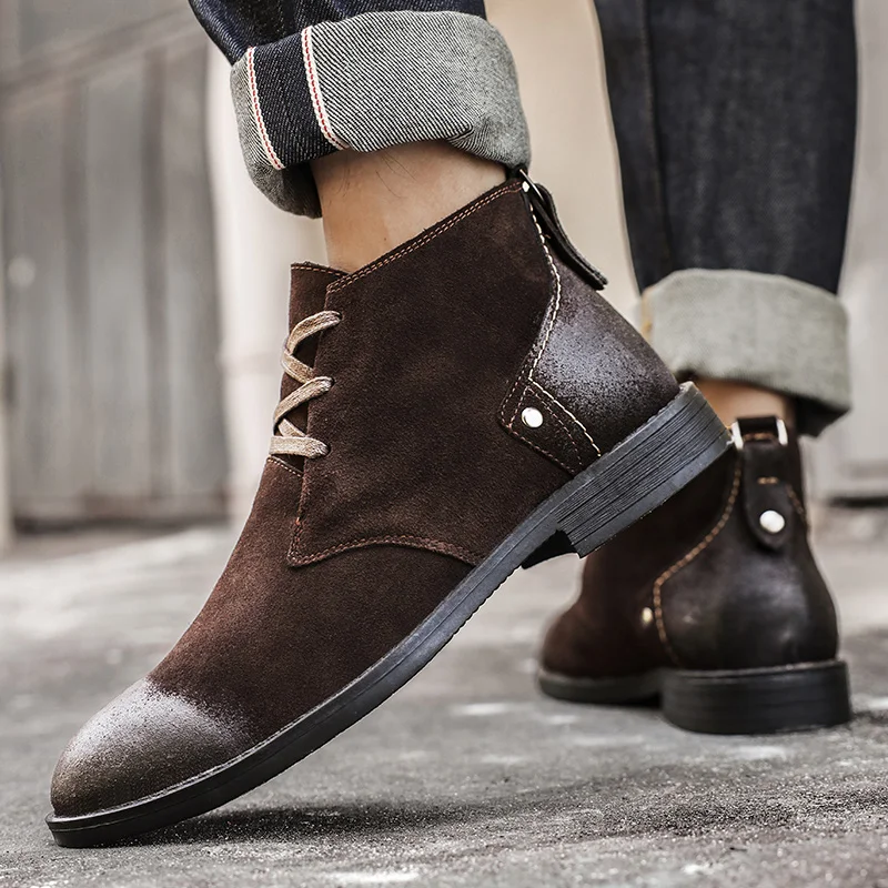 Nova camurça de vaca botas de  - Men'S Shoes Zipper avaliação e preço