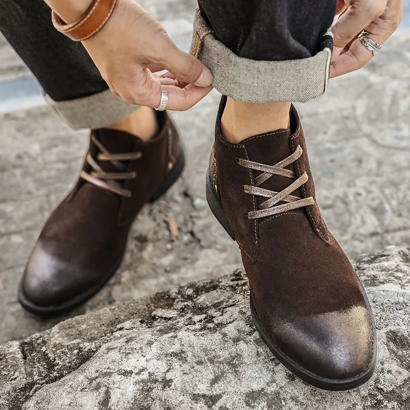 Nova camurça de vaca botas de  - Men'S Shoes Zipper avaliação e preço