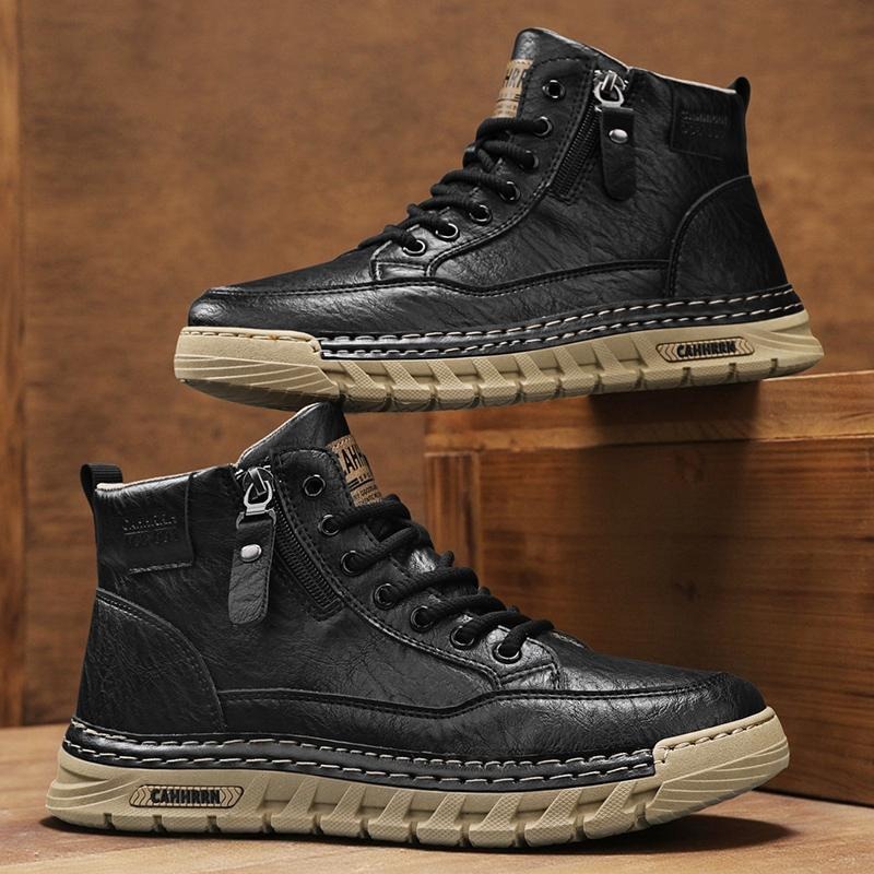 Botas masculinas de couro de c - Running Shoes Lightweight avaliação e preço
