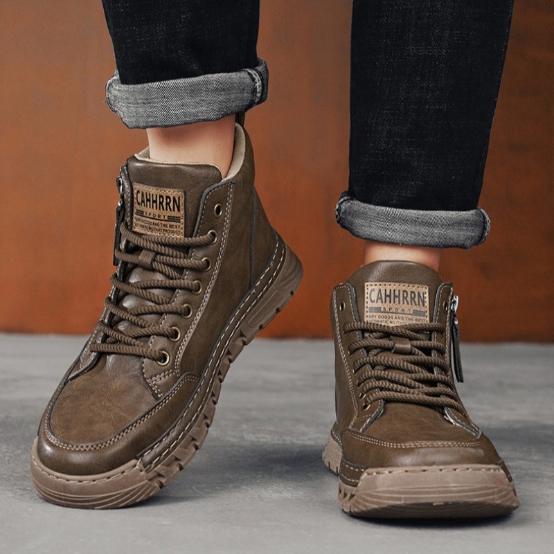 Botas masculinas de couro de c - Running Shoes Lightweight avaliação e preço