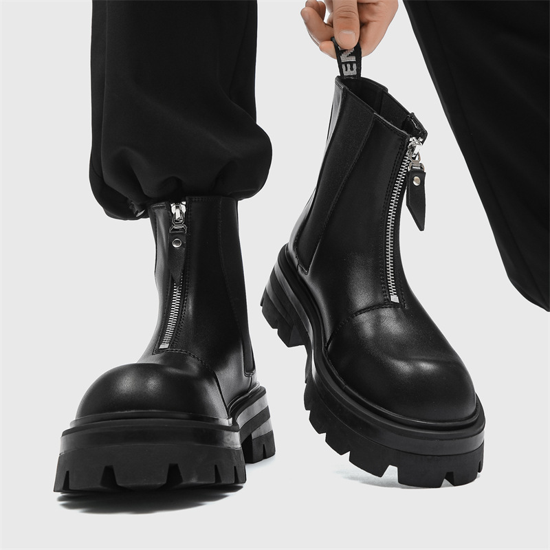 Botas masculinas chelsea couro - Men'S Shoes Zipper avaliação e preço