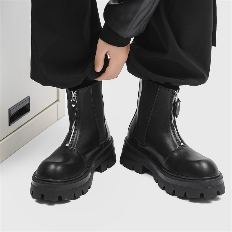 Botas masculinas chelsea couro - Men'S Shoes Zipper avaliação e preço